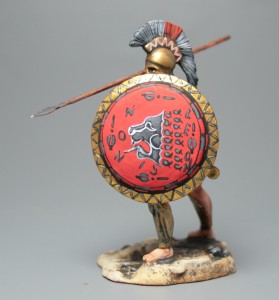 Спартанский гоплит с красным щитом — оловянные солдатики AGES